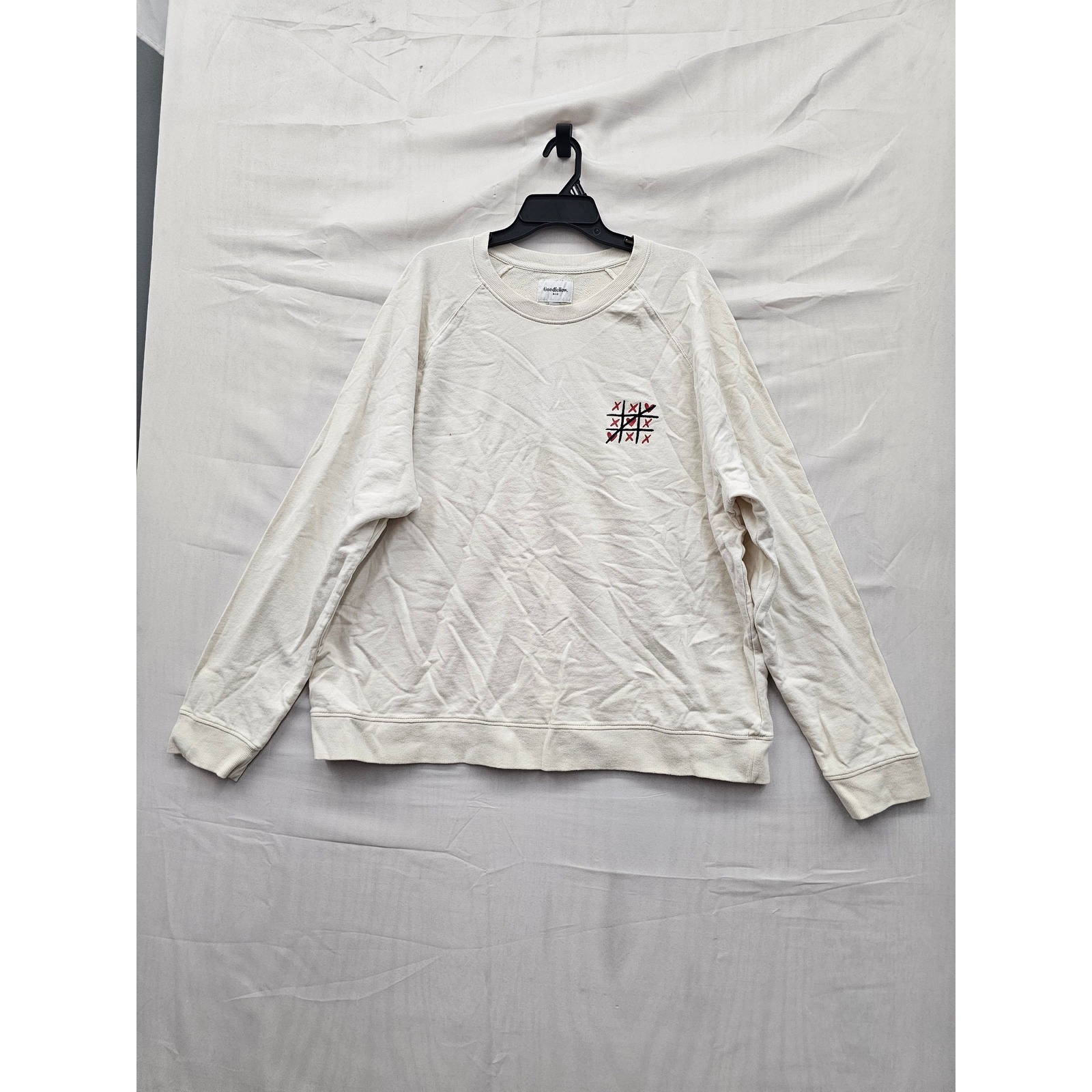 Goodfellow  Co Mens Pullover Sweatshirt Cream Cotton Casual Size Xxl